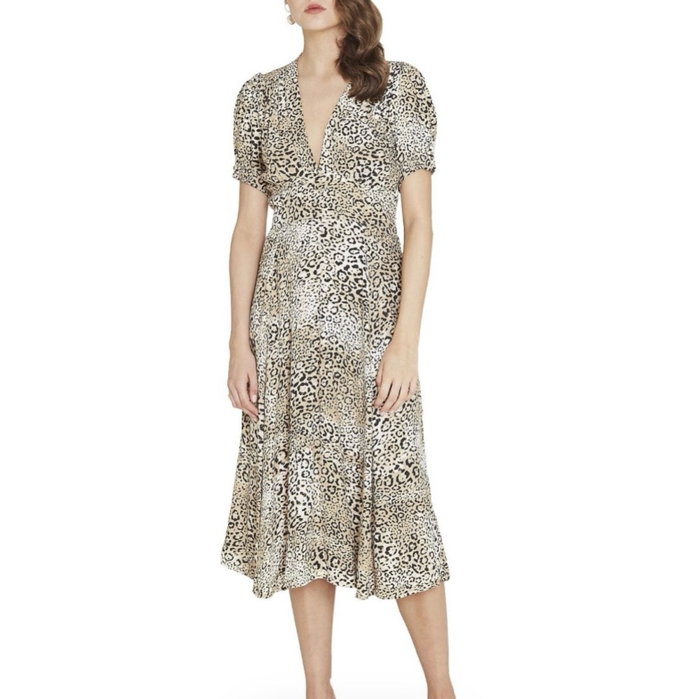 Faithfull the Brand Leopard Print Meadows Midi Dress (Signe Animal) Size XL EUC
